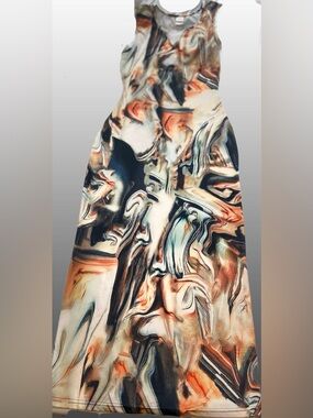 Vintage 90s Style Abstract Marble Print Bodycon Maxi Dress Size Small S No Brand
